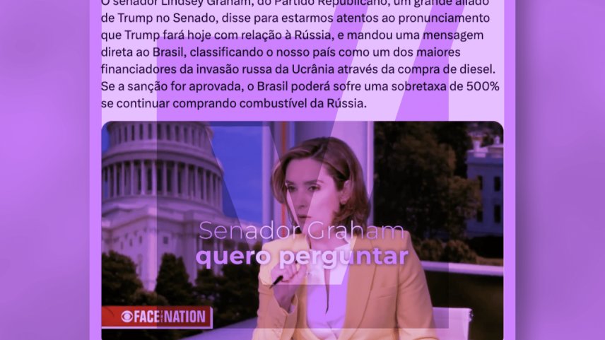 Segundo reportagem da Folha, a resposta viria em forma de sobretaxas contra países que fazem negócio com a Rússia, o que poderia incluir até o Brasil (Foto: Projeto Comprova)
