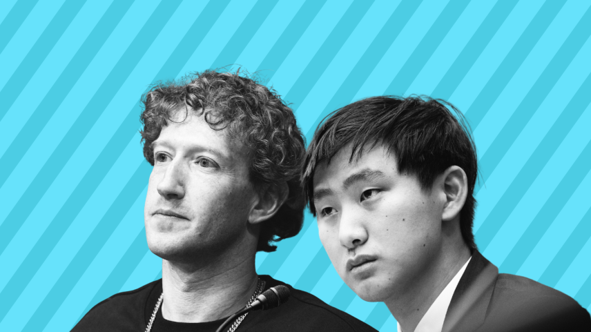 Mark Zuckerberg, CEO da Meta, e Alexandr Wang, chefe do novo laboratório de IA da empresa (Foto: Getty Images)