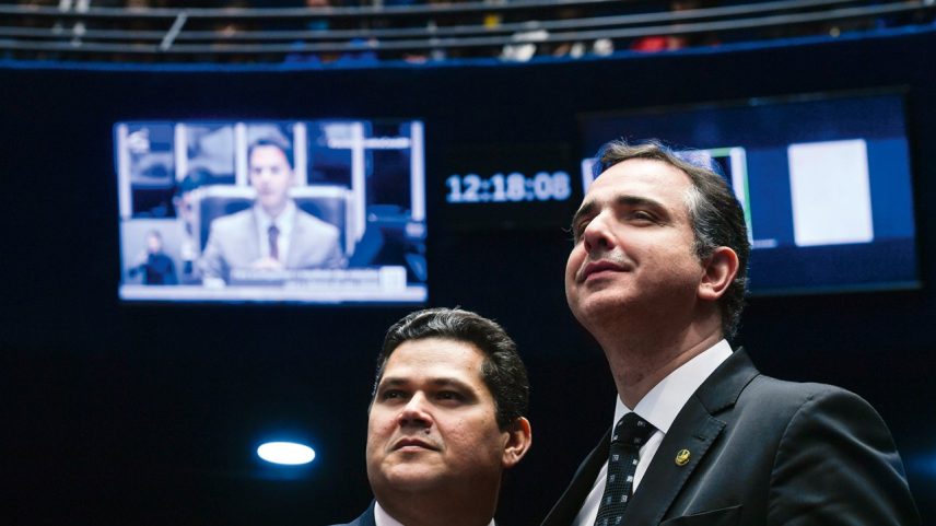 Davi Alcolumbre e Rodrigo Pacheco (Foto: Edilson Rodrigues/Agência Senado)