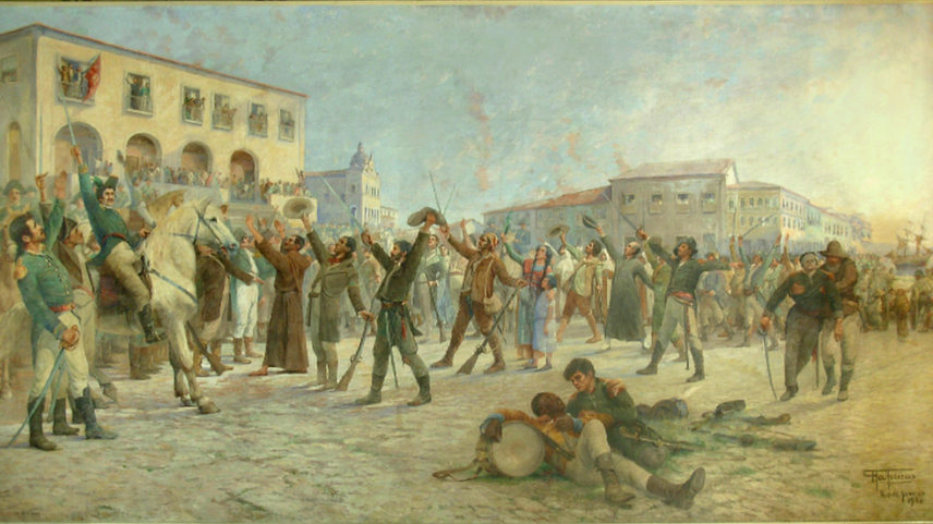 "O Primeiro Passo para a Independência da Bahia" obra do artista niteroiense Antônio Parreiras de 1931. (Imagem: Creative Commons)