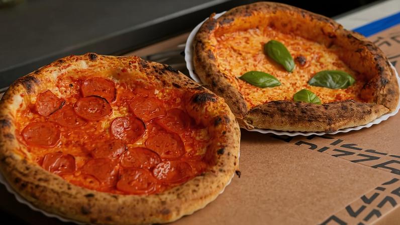 Pizzas preparadas durante evento do concurso SP8 Pizza, no Museu da Imigração