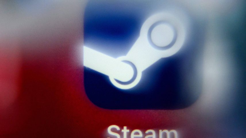 Logo da Steam na tela de um smartphone (Foto: Kirill Kudryavtsev - 17.nov.23/AFP)