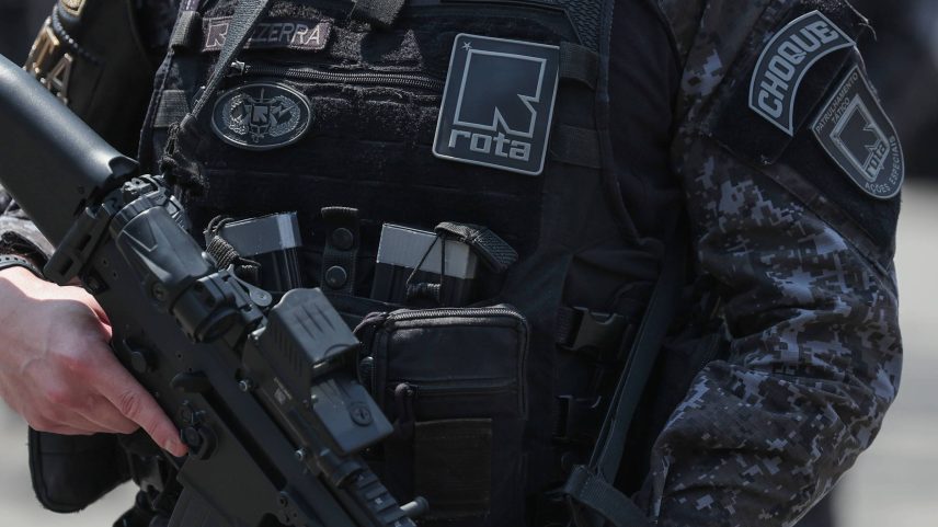 Policial militar da Rota, durante comemoração do 54º aniversário do batalhão; morte de soldado da tropa foi estopim para Operação Escudo, em 2023 (Foto: Danilo Verpa - 15.out.24/Folhapress)