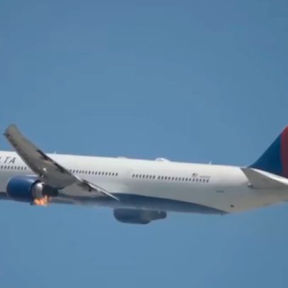 Avião da Delta Airlines pega fogo logo após decolagem; assista ao vídeo