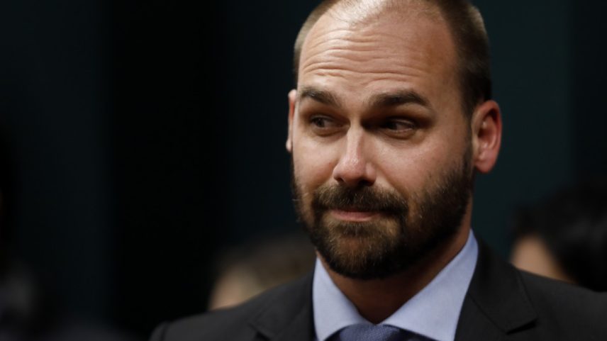 Deputado Eduardo Bolsonaro na Comissão de Direitos Humanos da Câmara, em 2023 (Foto: Cristiano Mariz)