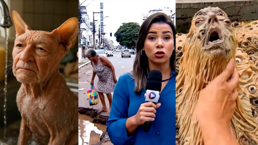 Vídeos bizarros, toscos e repetitivos feitos em IA inundaram a internet (Foto: Reprodução/TikTok)