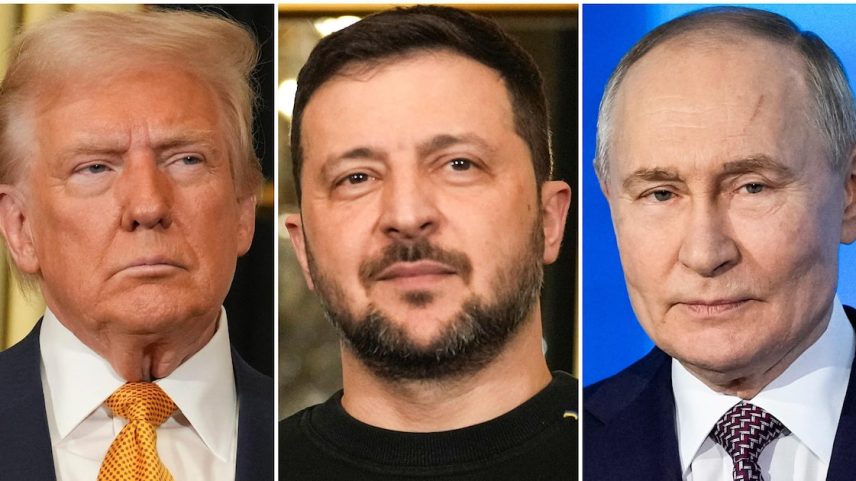 Donald Trump, Vladimir Zelensky e Vladimir Putin (Foto: Reprodução)