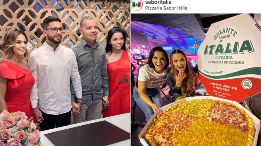 A família Ramos possui a pizzaria desde 1998 e criaram a pizza gigante em 2017 (Foto: Redes sociais)