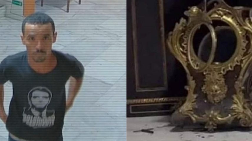 Durante invasão ao Palácio do Planalto, o mecânico Antônio Cláudio Alves Ferreira vandalizou relógio trazido pela família real portuguesa ao Brasil em 1808 (Foto: Reprodução)