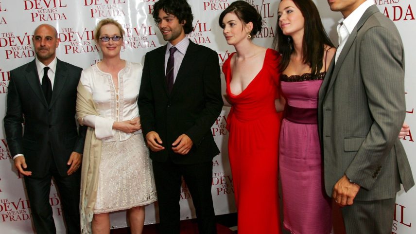Elenco principal de 'Diabo Veste Prada' no lançamento do filme, em 2006 (Foto: Evan Agostini/Getty Images)