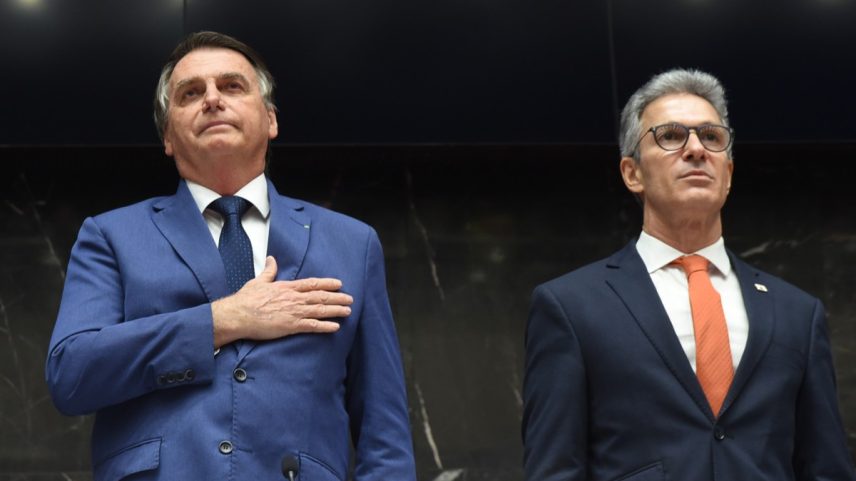 Bolsonaro e Zema durante a solenidade (Foto: Elizabete Guimarães/Divulgação/ALMG)