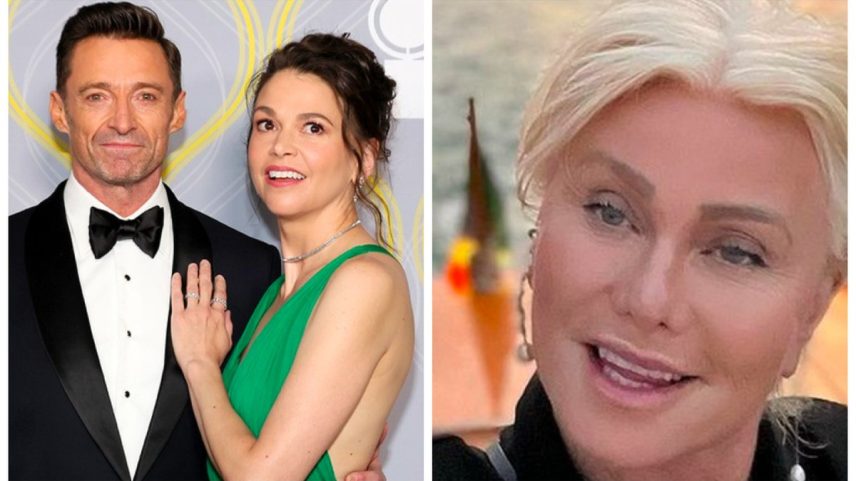 O ator Hugh Jackman com a namorada atriz Sutton Foster e a ex-esposa dele, a atriz Deborra-Lee Furness (Foto: Getty Images/Instagram)