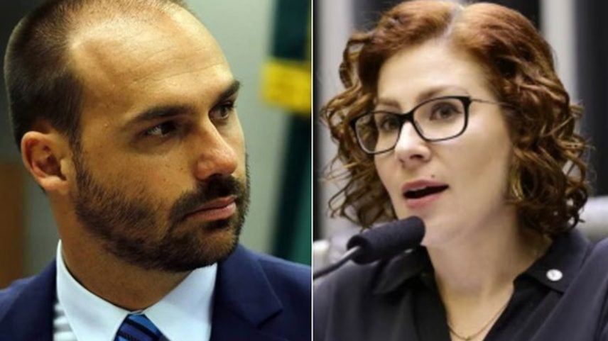 Deputados Eduardo Bolsonaro e Carla Zambelli (Foto: Agência O GLOBO e Câmara dos Deputados)