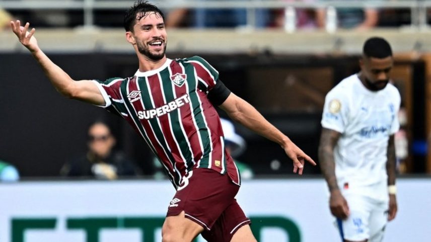 Martinelli comemora gol do Fluminense contra o Al-Hilal (Foto: Paul ELLIS / AFP)