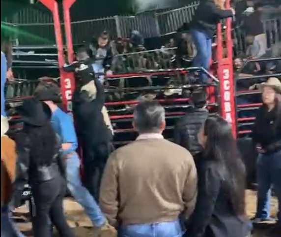 Pessoas tentam deixar recinto após acidente (Foto: Redes Sociais/Reprodução)