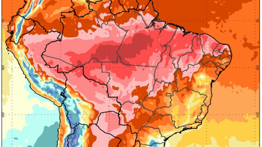 Previsão de temperatura máxima para o dia 13 de julho de 2025 às 15h (horário de Brasília). (Foto: Inmet)