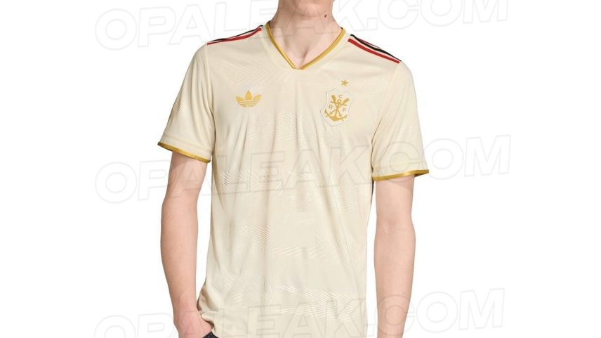A nova terceira camisa do Flamengo para a temporada 2025 (Foto: Reprodução/@opaleak)