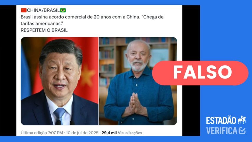 Brasil e China não firmaram acordo após tarifaço de Trump. (Foto: Reprodução/X)