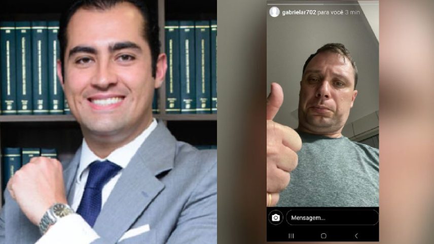 Advogado Eduardo Kuntz, e uma selfie de Mauro Cid em comunicação clandestina pelo perfil @gabrielar702 (Foto: Reprodução)