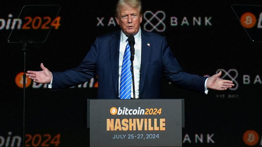 Presidente dos EUA, Donald Trump, durante conferência sobre criptomoedas, em Nashville, no Tennessee (Foto: REUTERS/Kevin Wurm)