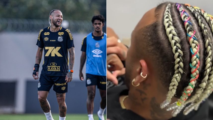 Neymar renova tranças para enfrentar Flamengo (Foto: Raul Bareta/ Santos FC; Instagram)
