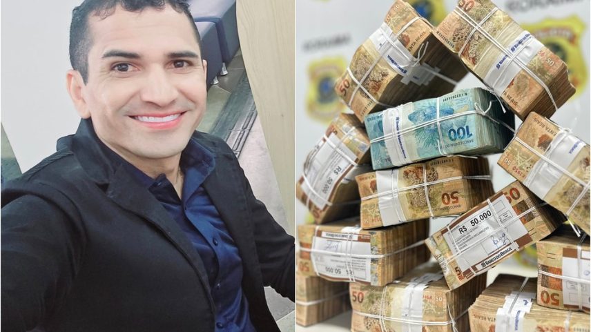 Assessor parlamentar Jackson Renei Aquino de Souza foi flagrado pela PF com R$ 700 mil em espécie (Foto: Reprodução/Facebook e Divulgação/PF)