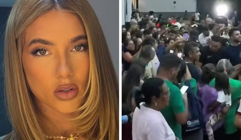 Virginia Fonseca é cercada por fãs em igreja (Foto: Reprodução)