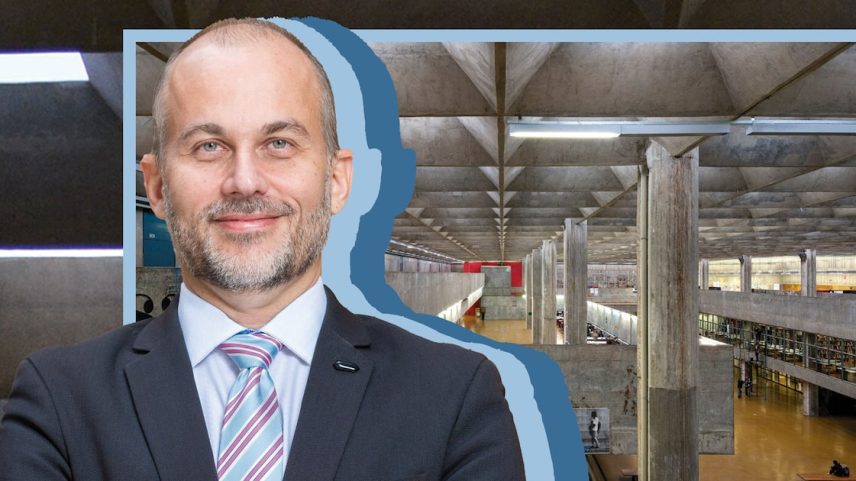 Eric Klug acaba de assumir o comando do Fundo Patrimonial da USP. (Foto: Colagem de Thais Barroco sobre fotos de Alexandre Virgílio e Leonardo Finotti)