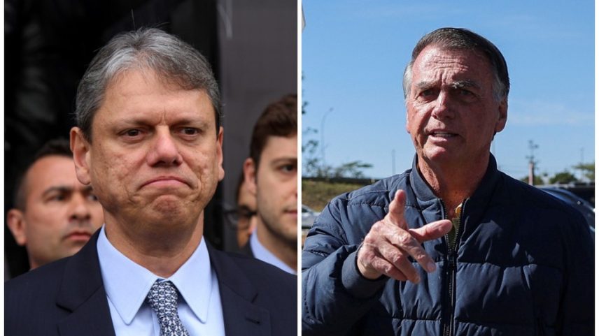 Governador Tarcísio de Freitas diz que 'coragem' nunca faltou ao ex-presidente Jair Bolsonaro após ser alvo de ação da PF. (Foto: Montagem g1/Raul Luciano/Ato Press/Estadão Conteúdo/Adriano Machado/Reuters)