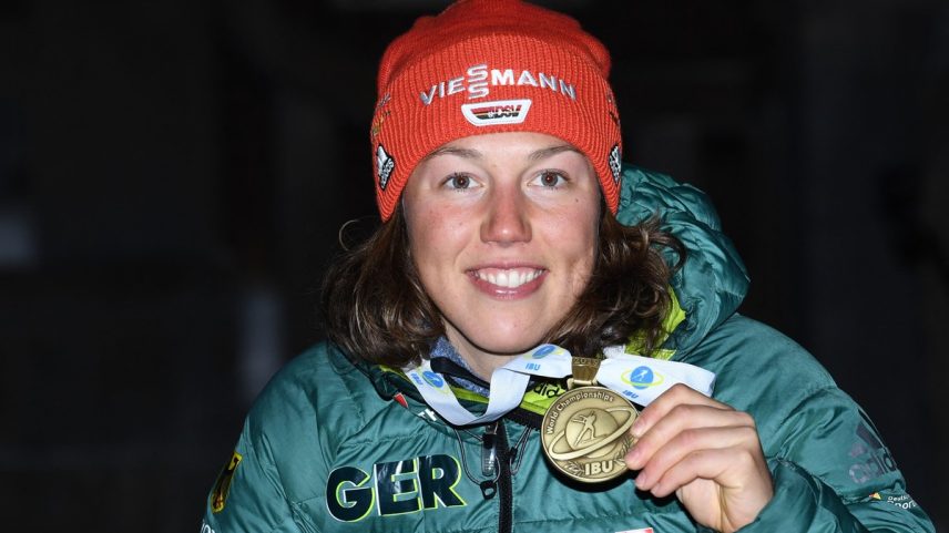 Ex-biatleta alemã, Laura Dahlmeier, bicampeã olímpica de Inverno em 2018, está 'sem sinais de vida' após sofrer grave acidente em montanha no Paquistão (Foto: Jonathan Nackstrand/AFP)