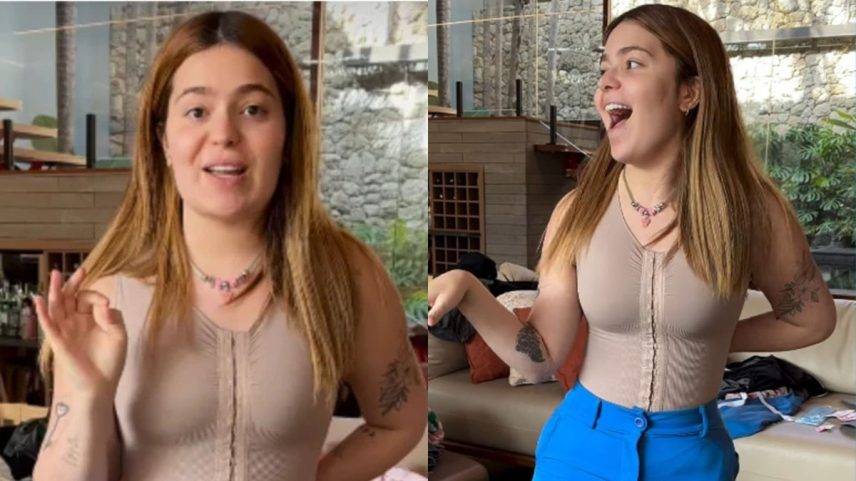 Viih Tube voltou a movimentar as redes sociais nesta quarta-feira (10) ao celebrar um marco pessoal: entrar em uma calça tamanho PP após perder 15 quilos desde o nascimento do filho caçula, Ravi. (Foto: Reprodução/Redes sociais)