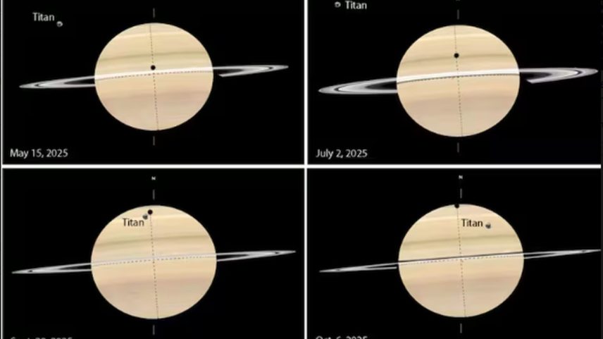 Sombra de Titã em Saturno (Foto: Sky & Telescope)