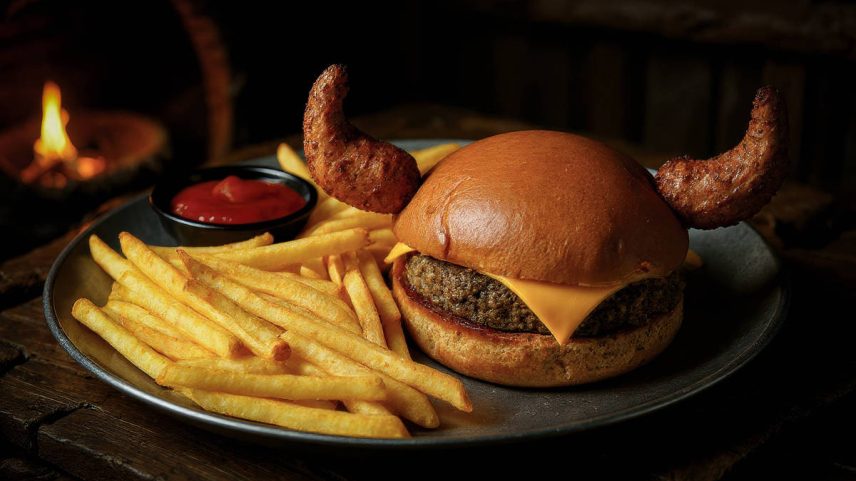 Guerreirinho burger, um dos hambúrgueres servidos no Vikings, restaurante temático no Tatuapé (Foto: Divulgação)