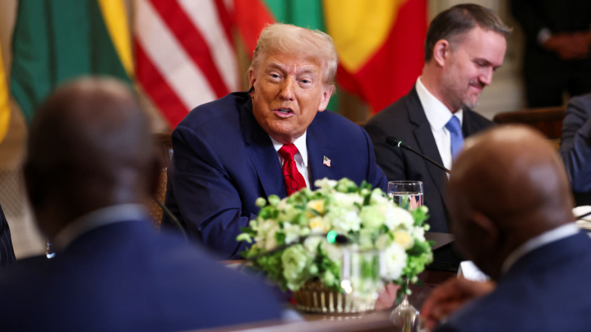 Trump recebe líderes africanos na Casa Branca, em 9 de julho de 2025 (Foto: REUTERS/Kevin Lamarque)