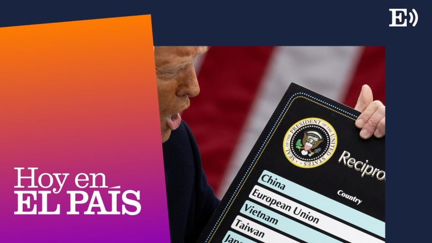 Donald Trump segurava, no dia 2 de abril, a tabela com os aranceles por países, liderada por Japão e União Europeia. (Foto: Carlos Barria/REUTERS)