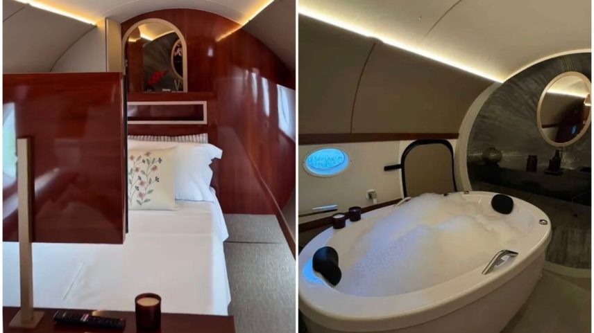 Projeto inusitado: avião executivo transformado em suíte de hotel no Espírito Santo (Foto: Divulgação)