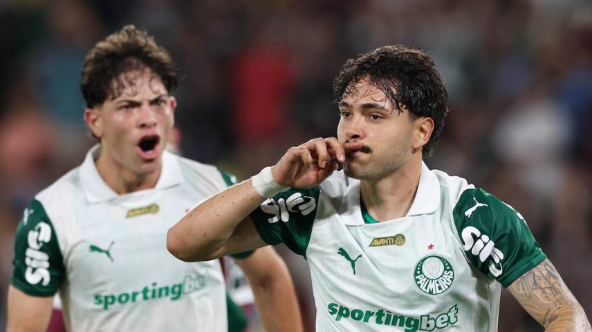 Maurício festeja primeiro gol do Palmeiras contra o Fluminense (Foto: Cesar Greco/Palmeiras)