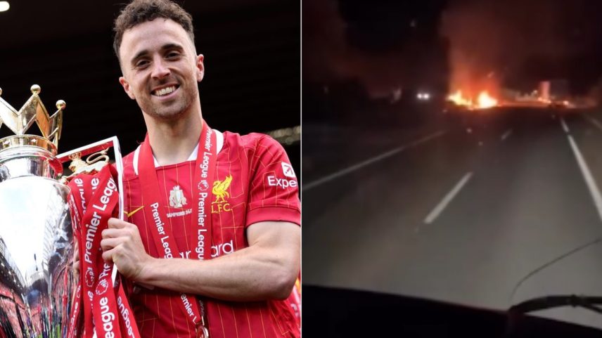 Testemunha gravou carro de Diogo Jota em chamas (Foto: Reprodução/Marca)