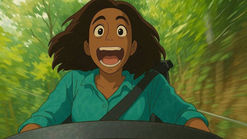 Imagem feita usando a inteligência artificial da OpenAI aplica o estilo do Studio Ghibli a uma foto da jornalista Gloria Maria (Foto: Reprodução)