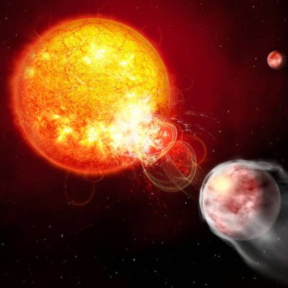 Exoplaneta sofre erupções solares intensas, superando as do Sol