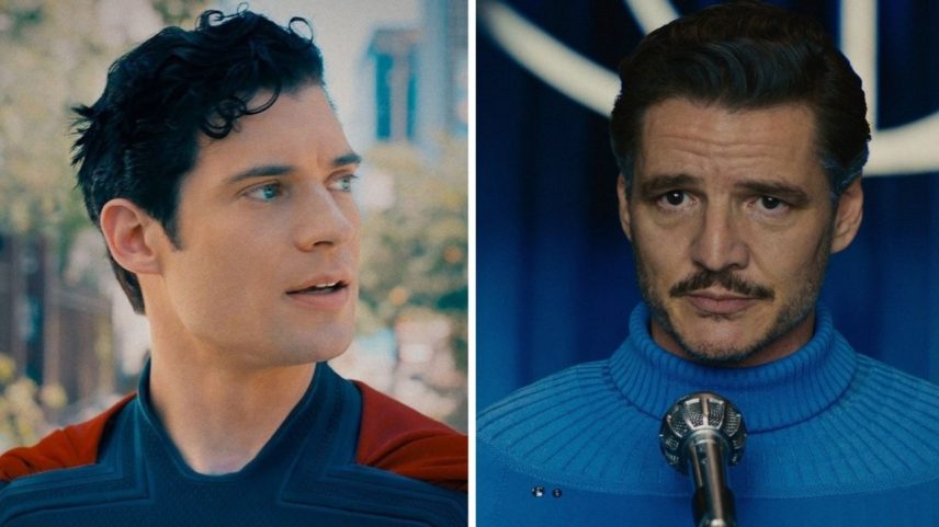 David Coresnwet em 'Superman' e Pedro Pascal em 'Quarteto Fantástico: Primeiros Passos' (Foto: Divulgação)