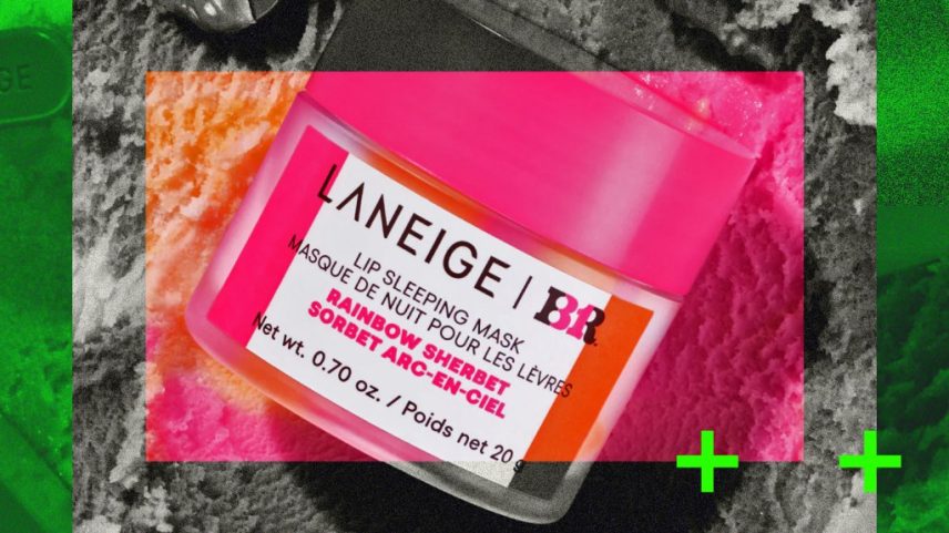 A Laneige acaba de lançar uma Máscara Labial Noturna inspirada na Baskin Robbins, com o sabor delicioso de sherbet arco-íris. (Foto: Reprodução)