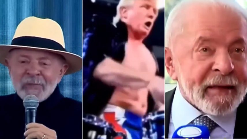 Montagem usa imagens falsas de Trump e reais de Lula (Foto: Reprodução)
