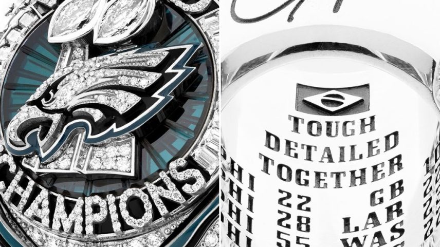 Bandeira do Brasil é parte de uma série de simbolismos no anel dos campeões da NFL, Philadelphia Eagles (Foto: Philadelphia Eagles/Divulgação)