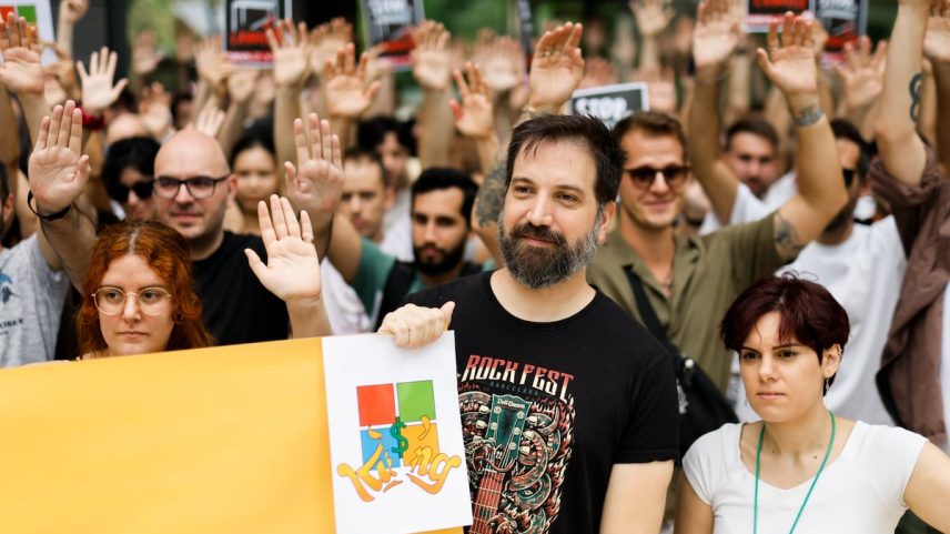 Manifestação por os despidos na Candy Crush em Barcelona. (Foto: Albert Garcia)