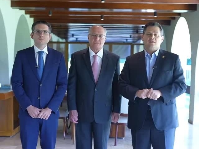 Hugo Motta, Geraldo Alckmin e Davi Alcolumbre durante declaração conjunta (Foto: Reprodução/Instagram)