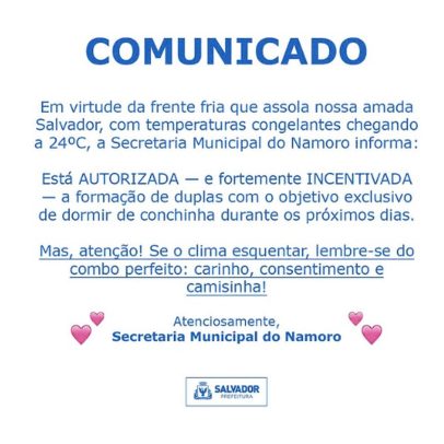 Prefeitura de Salvador promove campanha divertida sobre carinho e proteção no frio