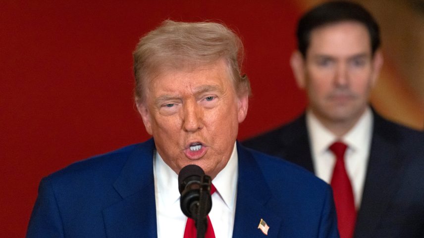 Donald Trump, presidente dos EUA, durante discurso (Foto: AFP)