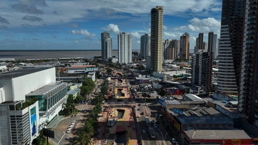 As obras para a COP30, em Belém (Foto: Carlos Fabal / AFP)