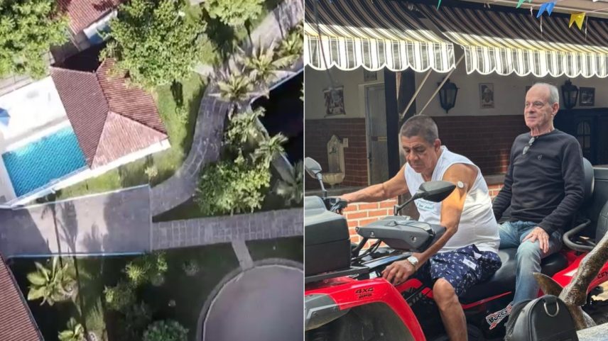 Sítio de Zeca Pagodinho, em Xerém, recebeu visita de Ney Matogrosso (Foto: Reprodução/TV Globo e Instagram)